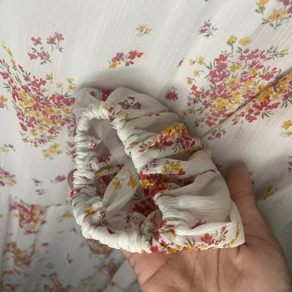 Vince Camuto Womens V-Neck Tiered Ruffle Dress Floral Balloon Sleeve Boho Large - Picture 3 of 9